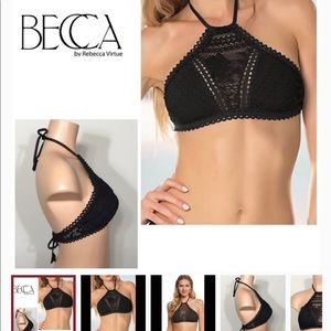 Becca high neck crochet bikini top. NWT